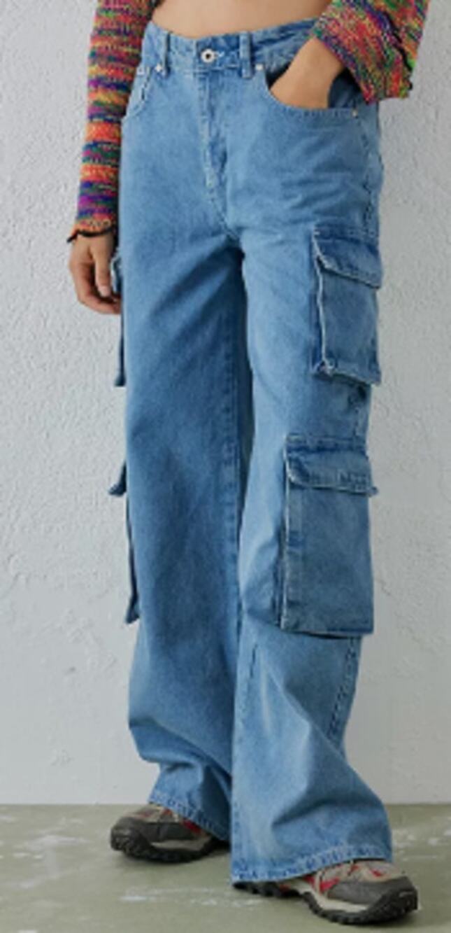 RAGGED Jeans Cargo Release Wide Leg Combat Jeans Size 26
